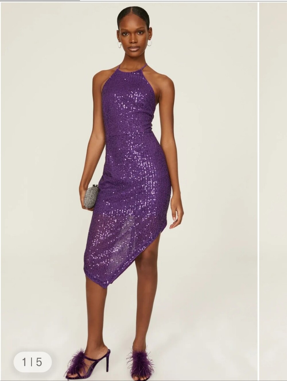 Toccin Sequin Asymmetrical Dress Purple Size 14